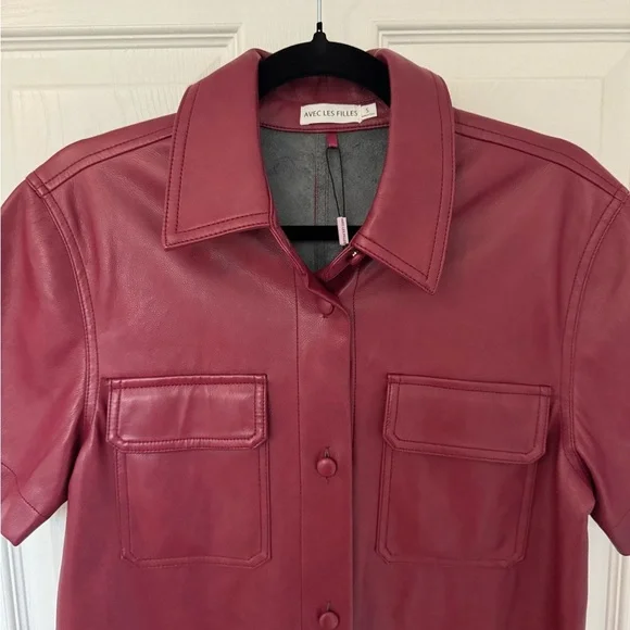 Avec Les Filles burgundy button down vegan leather dress size S Avec Les Filles burgundy button down vegan leather dress size S